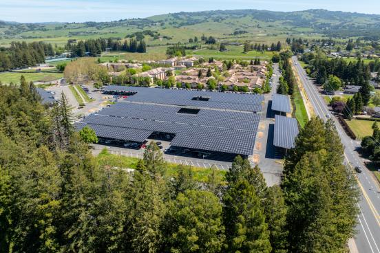 Drone shot of solar array