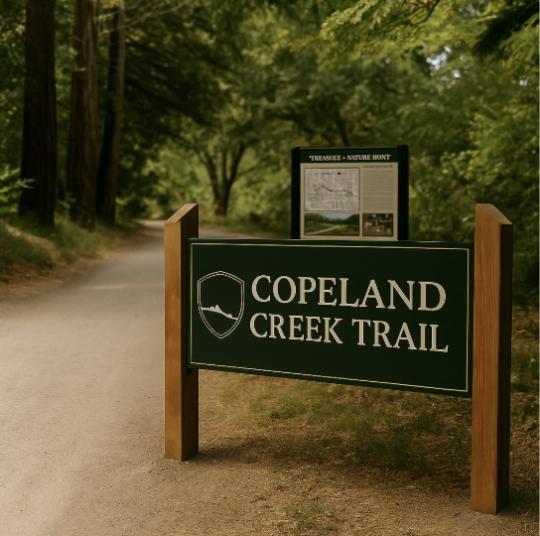 Concept rendering of Copeland Creek Trail signage