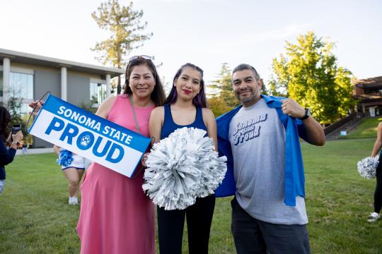 A family posing at the SSU Palooza event