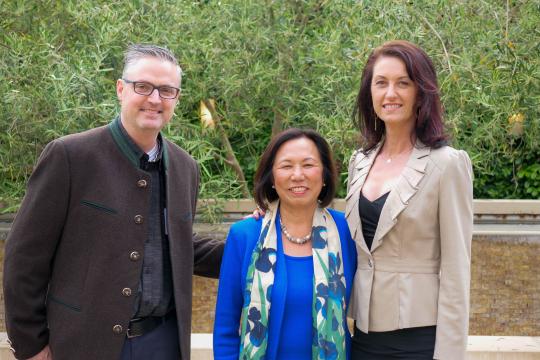 Cilurzo family poses with President Sakaki. 