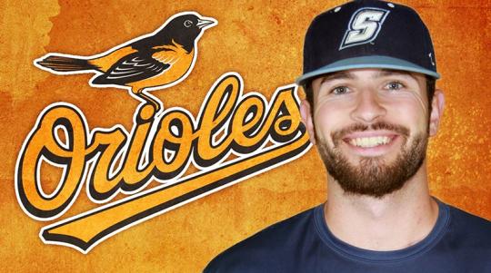 Matt Hammonds with the orange Orioles color logo
