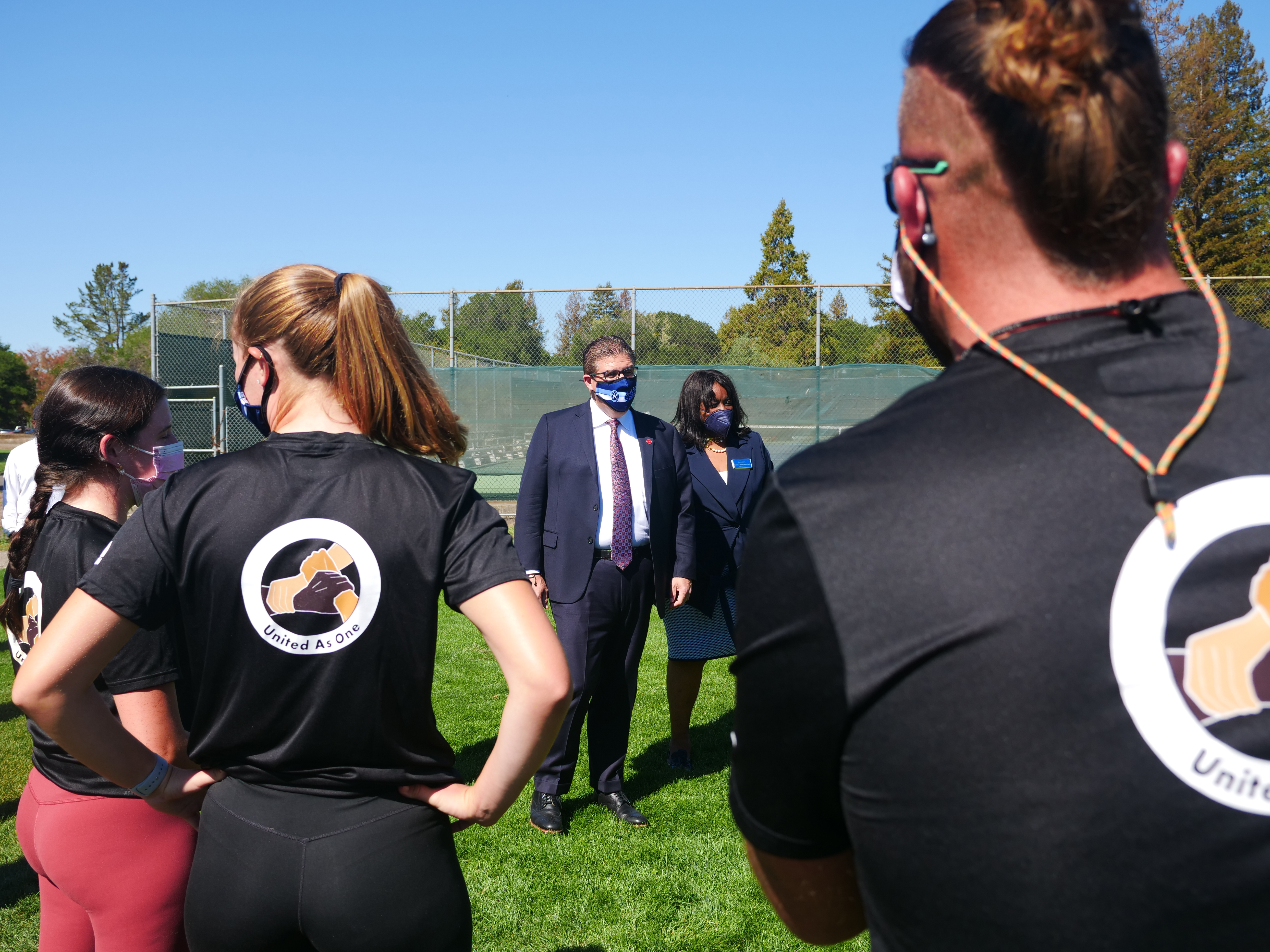 Chancellor Joseph I. Castro speaks to a group of SSU student-athletes