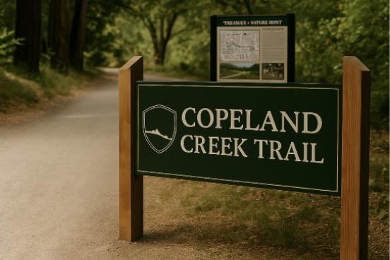 Concept rendering of Copeland Creek Trail signage