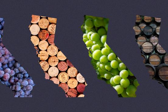 Picture of grapes, corks, barrels Grapes, corks, barrels