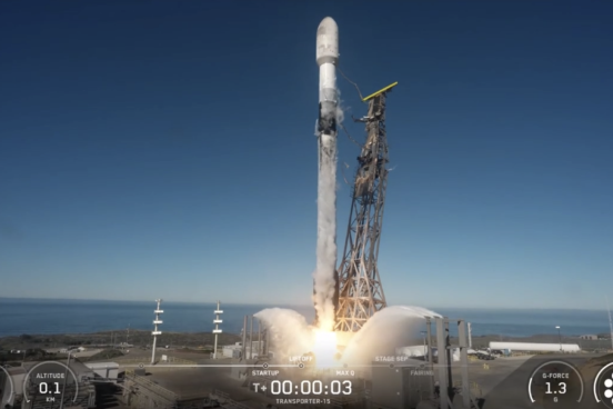 Screenshot of Nov. 28 launch of rocket carrying a satellite built by students at Sonoma State University, partner universities 