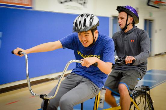 Riders learn to ride bikes with custom made bicycles