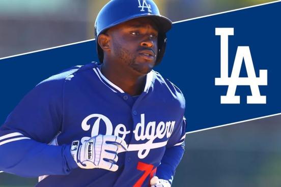Dickson in dodger gear dancing