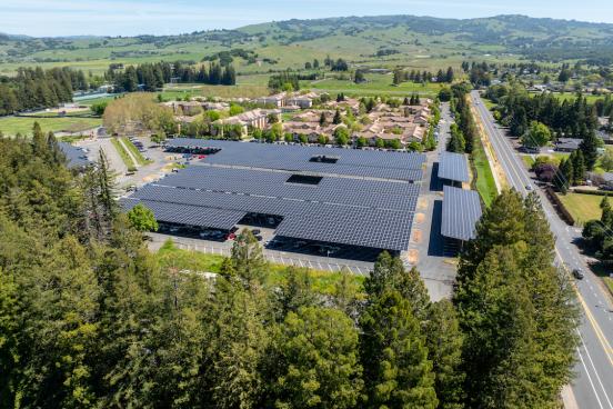 Drone shot of solar array