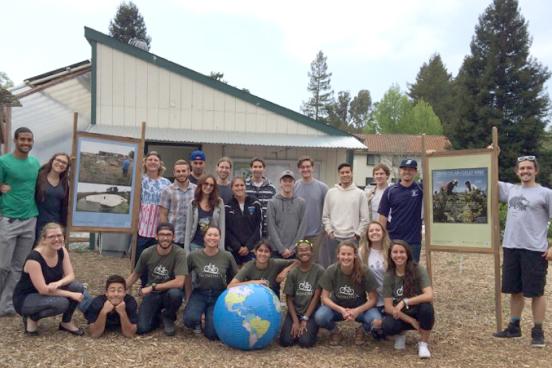 group of students participating in earth day