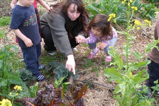 children in garden