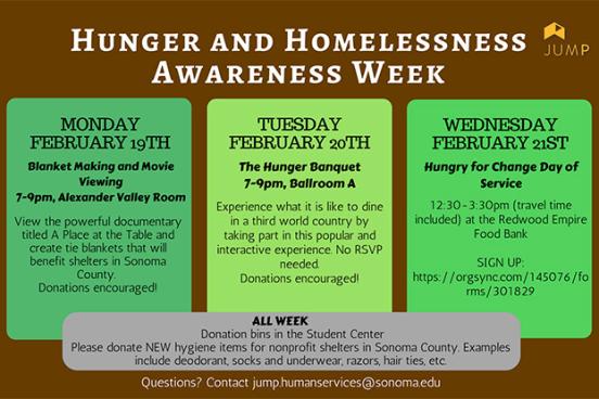 Hunger and Homelessness Awareness Week flyer 