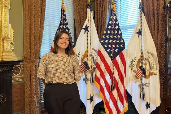 Jessica Valdez representing Sonoma State at The White House