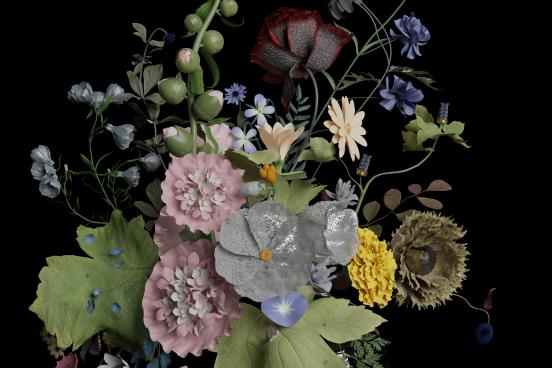 Jessye McDowell, Future Sets (After Huysum), 2021, digital print on aluminum.
