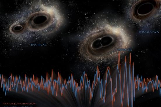 illustration of black holes colliding