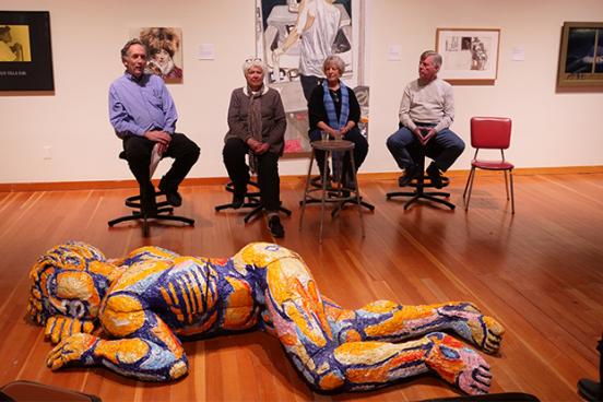 (left to right)University Art Gallery director Michael Schwager, former gallery director Inez Storer, professor emeritus Susan Moulton and former gallery director Bob Nugent discuss the gallery's inception and its current place in the North Bay art world.