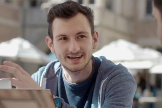 Samuel Houser explains how he uses Adobe XD in an Adobe Commercial // Photo courtesy of Adobe