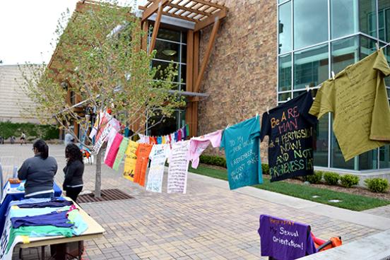 clothesline with t-shirts