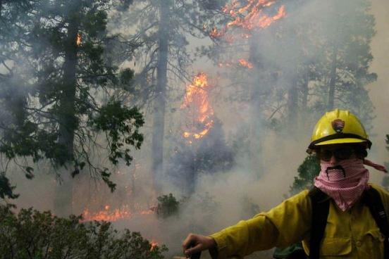 Firefighter in action