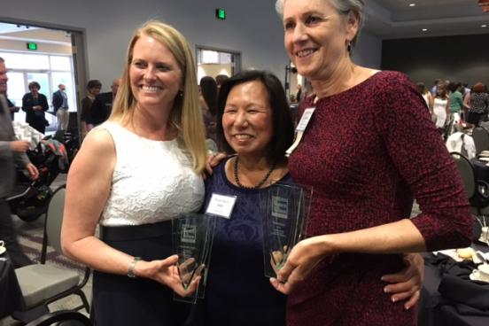 Dean Lynn Stauffer, President Judy K. Sakaki and Business Career Center Director Sarah Dove