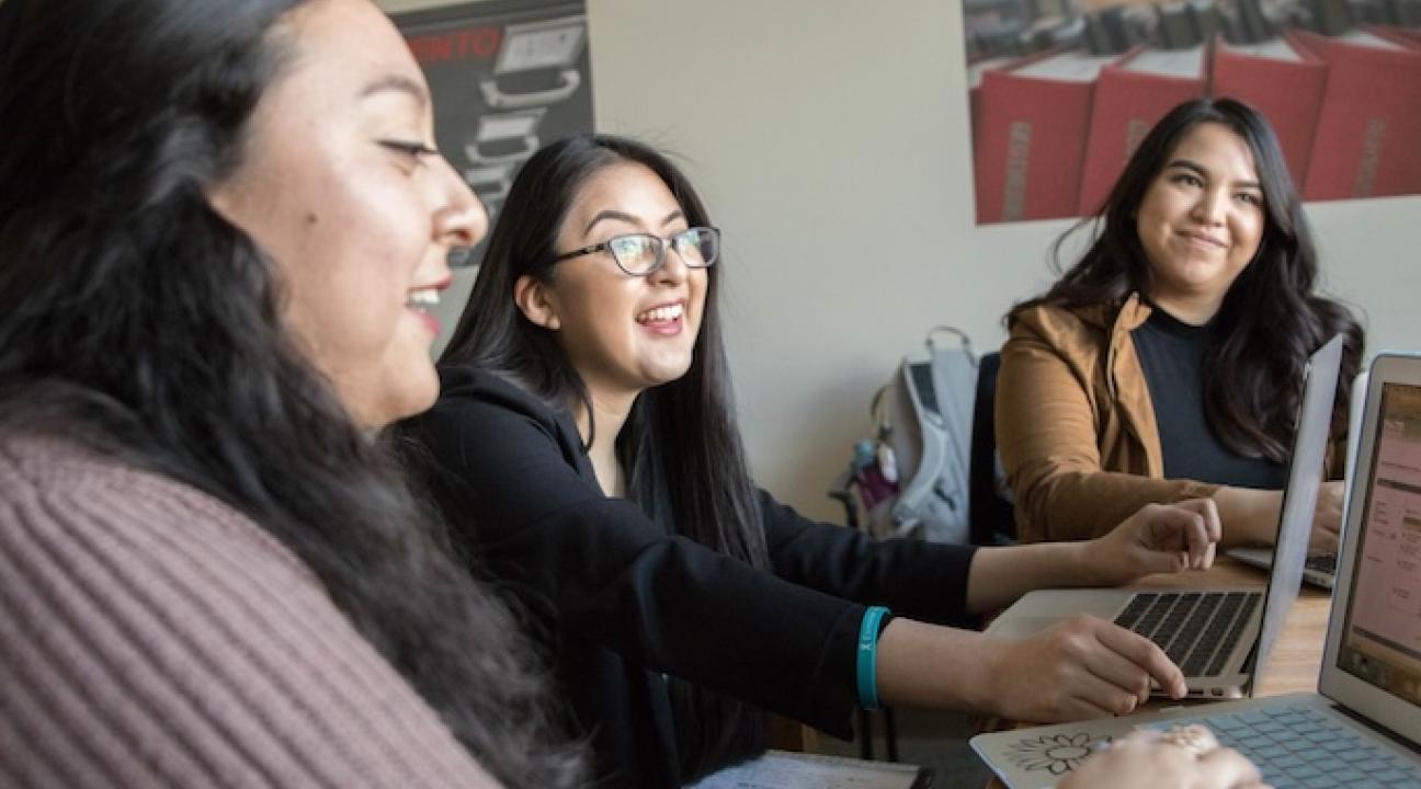Research students in class