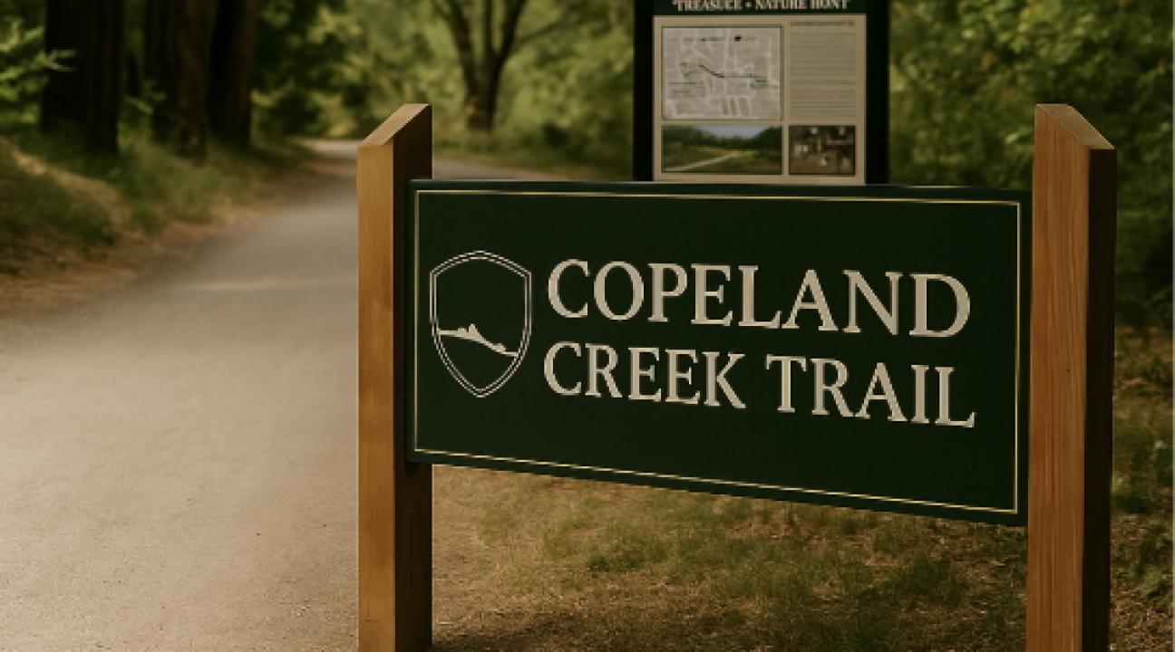 Concept rendering of Copeland Creek Trail signage