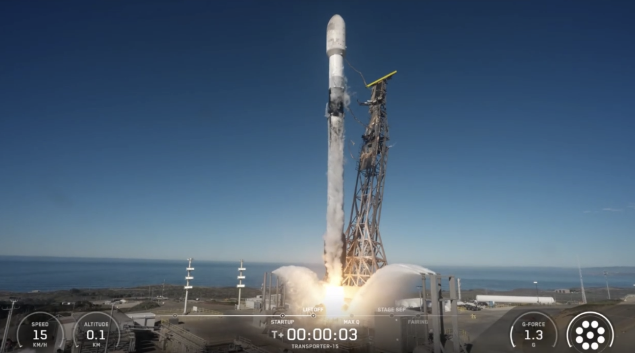 Screenshot of Nov. 28 launch of rocket carrying a satellite built by students at Sonoma State University, partner universities 