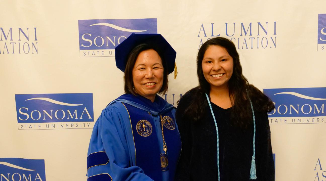 Meet the Class of 2019:Jessica Saavedra poses with President Judy K. Sakaki.