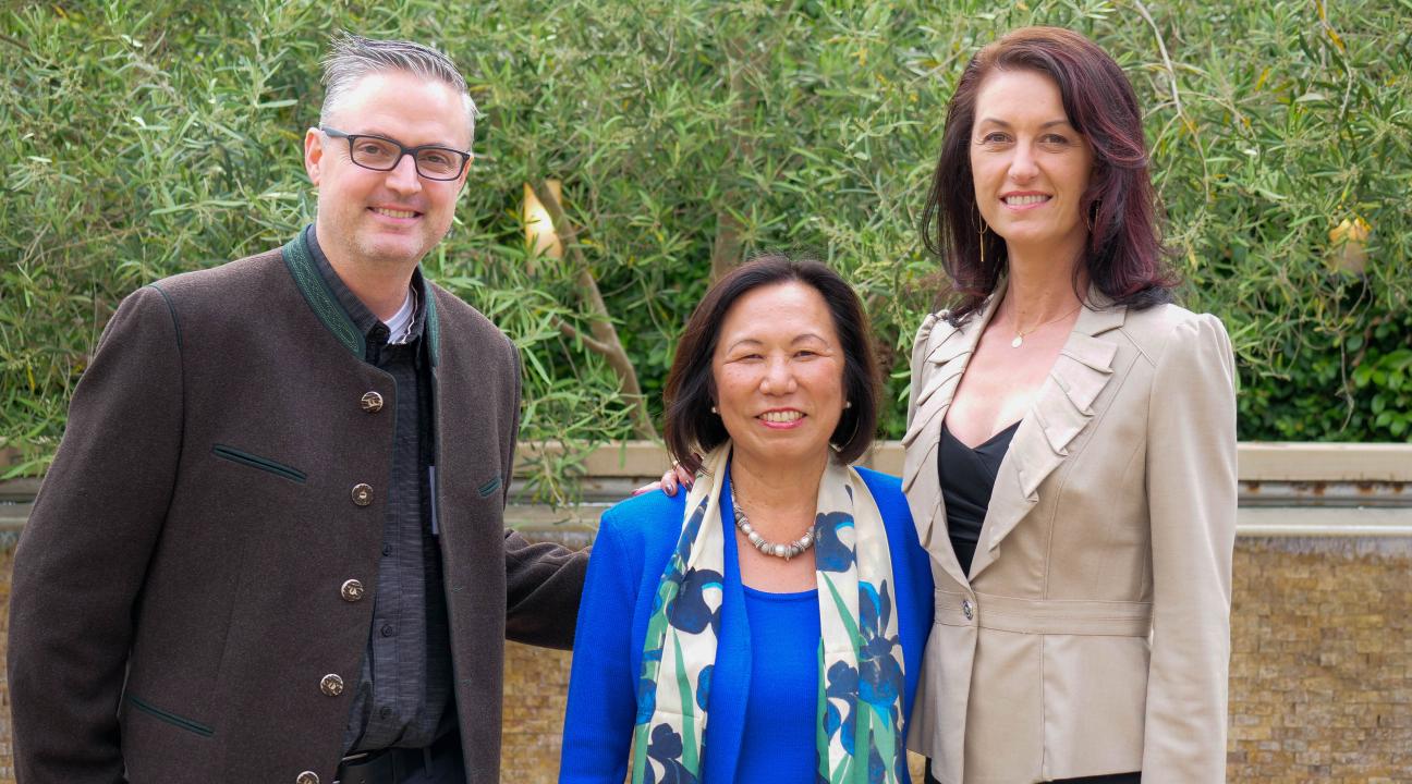 Cilurzo family poses with President Sakaki. 