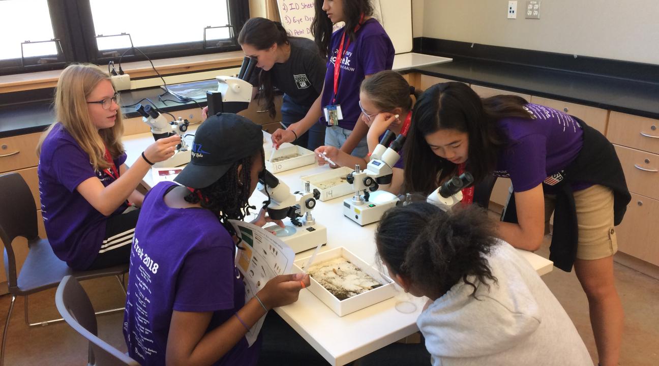 Tech Trek girls at work