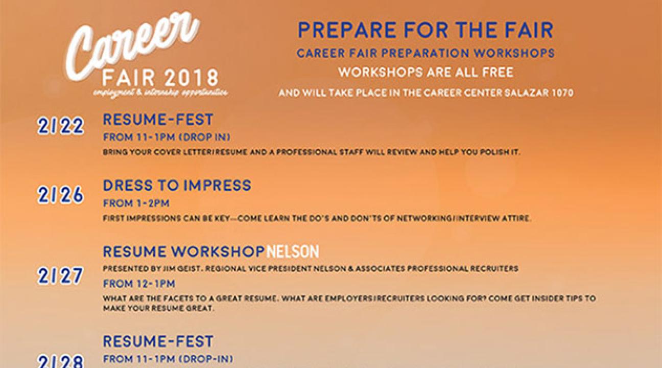 Career Fair workshop schedule