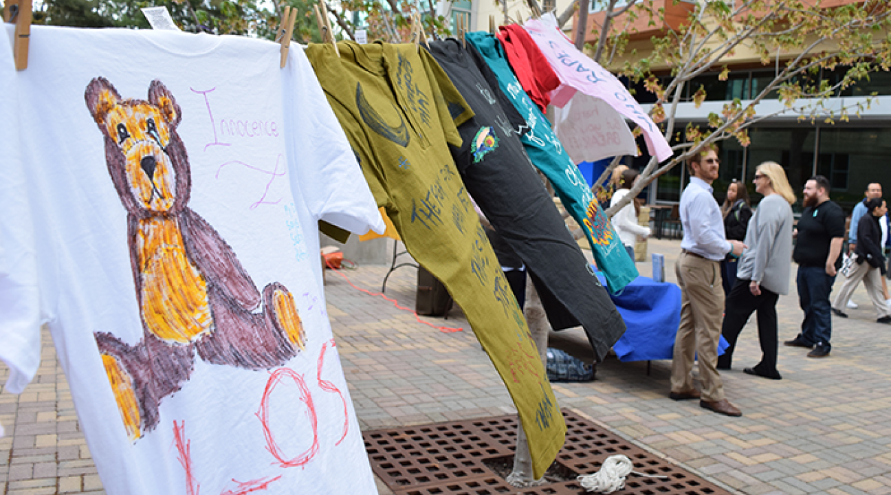 clothesline project in seawolf plaza