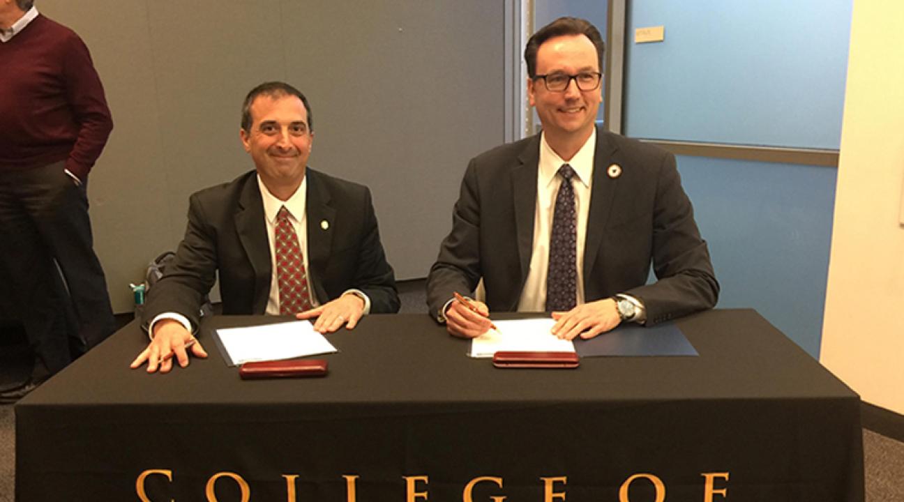 sonoms state's robert eyler with college of marin president jonathan eldridge