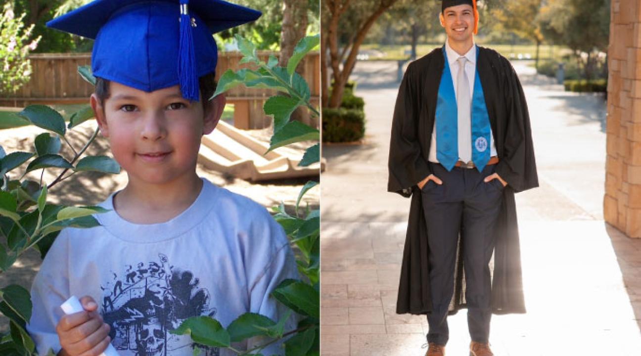 Dano in graduation cap - old and current