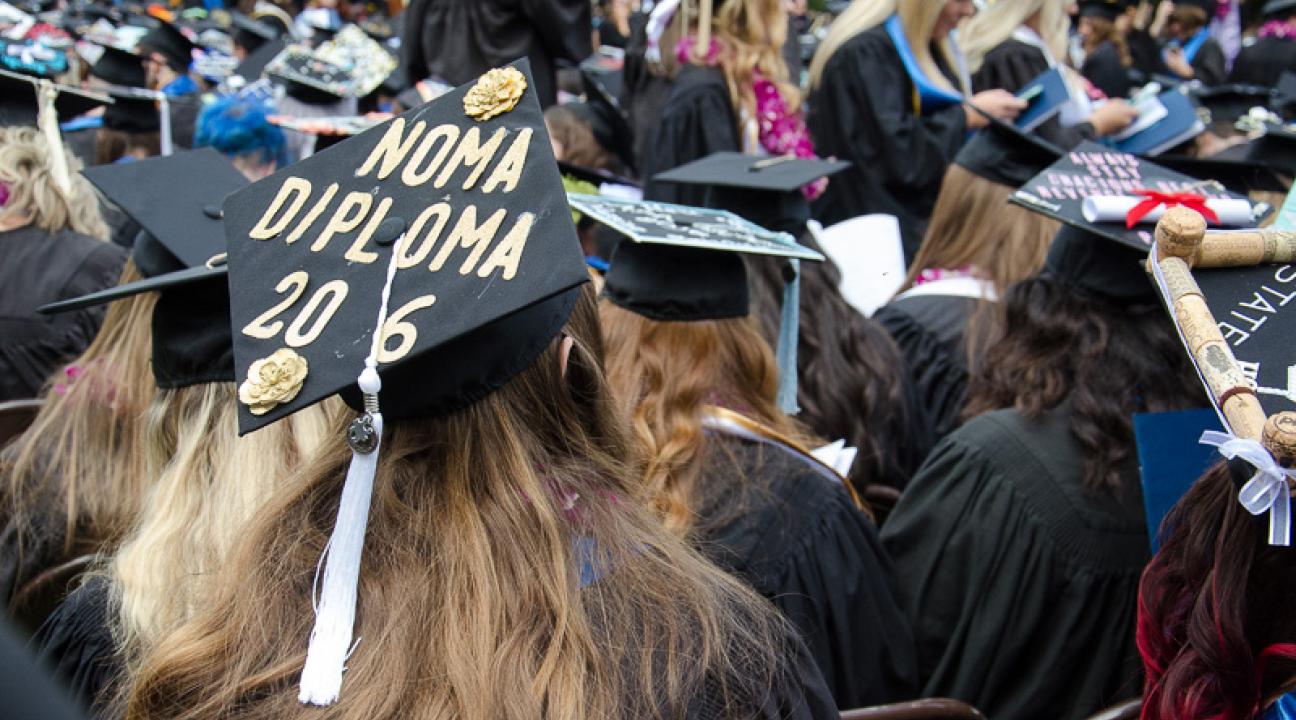 grad cap reading "Noma Diploma"