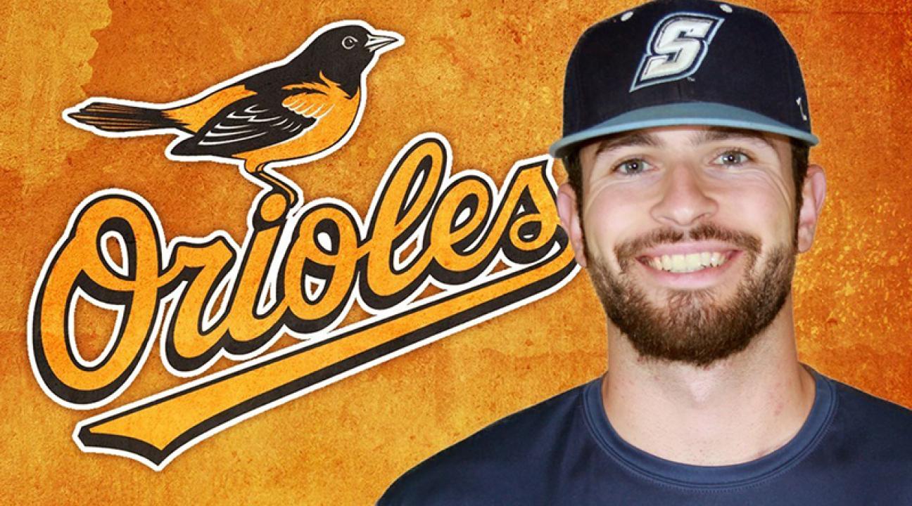 Matt Hammonds with the orange Orioles color logo