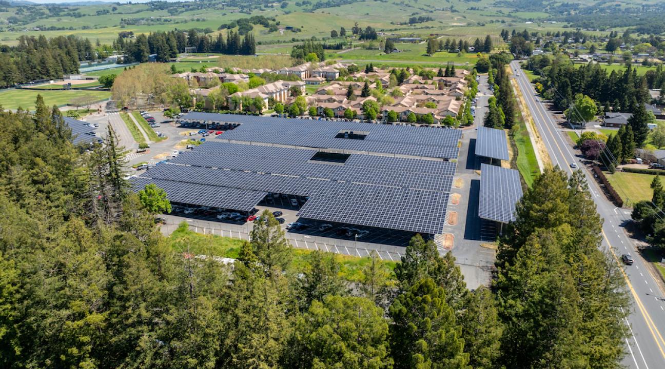 Drone shot of solar array