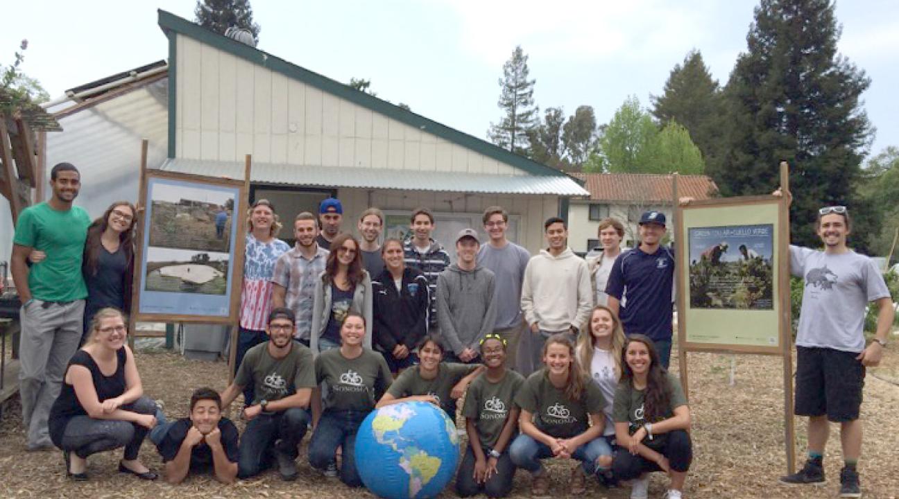 group of students participating in earth day