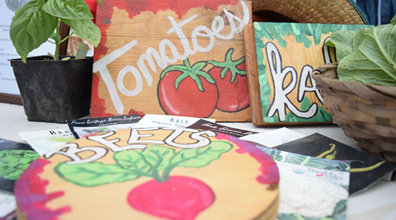 vegetables painted on wood
