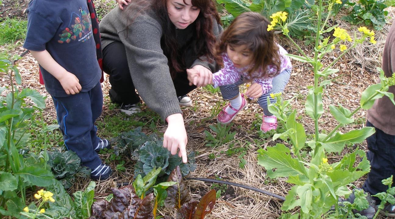 children in garden
