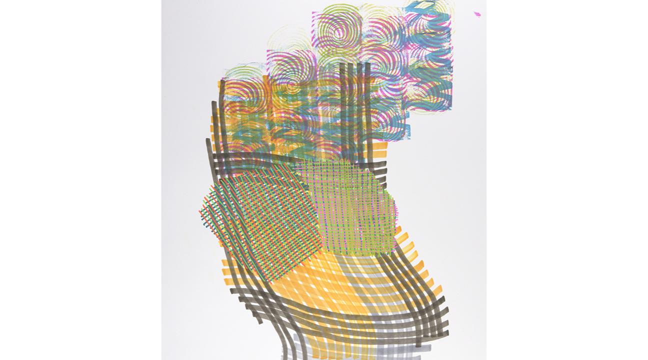 Nathan Haenlein, "Marked Time", 2016-2017 (series of #100) acrylic, ink, rubber stamp on Bristol