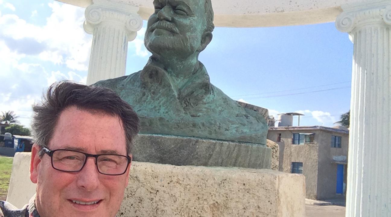 Matt James with Hemmingway bust