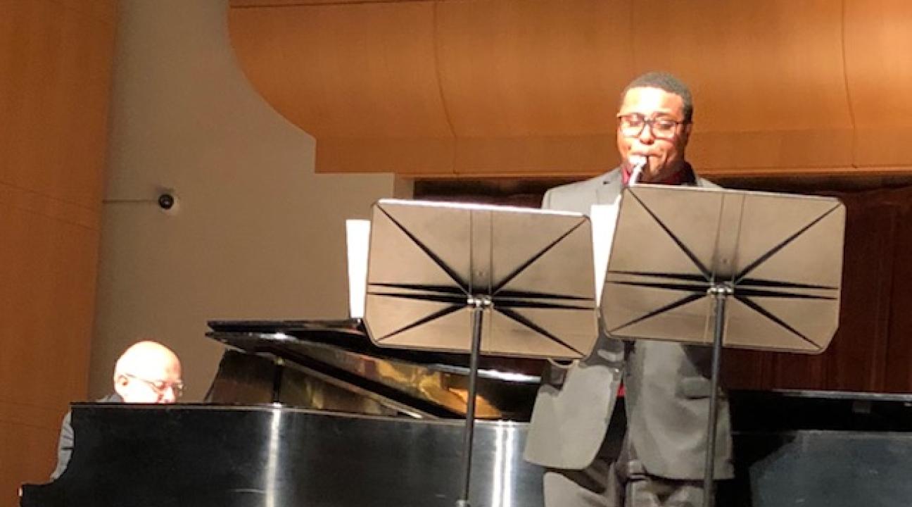 Malik-Charles Wade performs during his senior recital on April 28