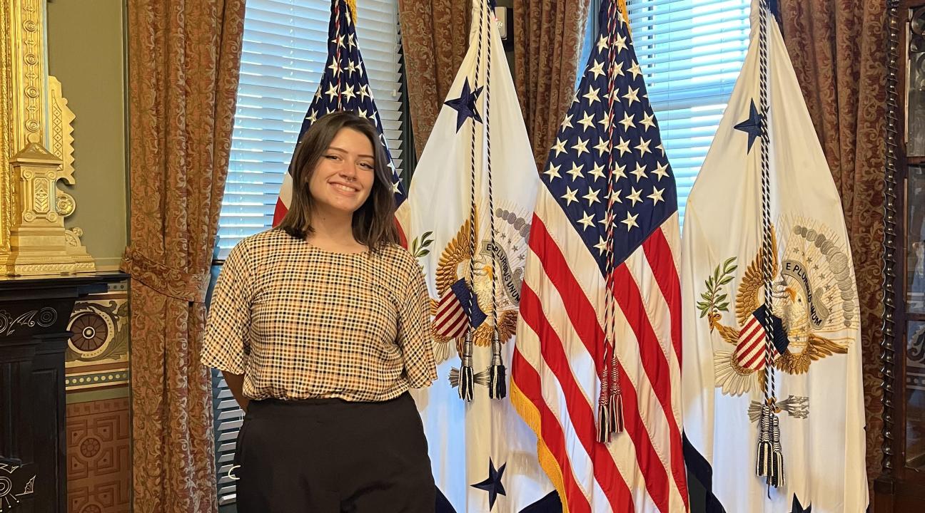 Jessica Valdez representing Sonoma State at The White House
