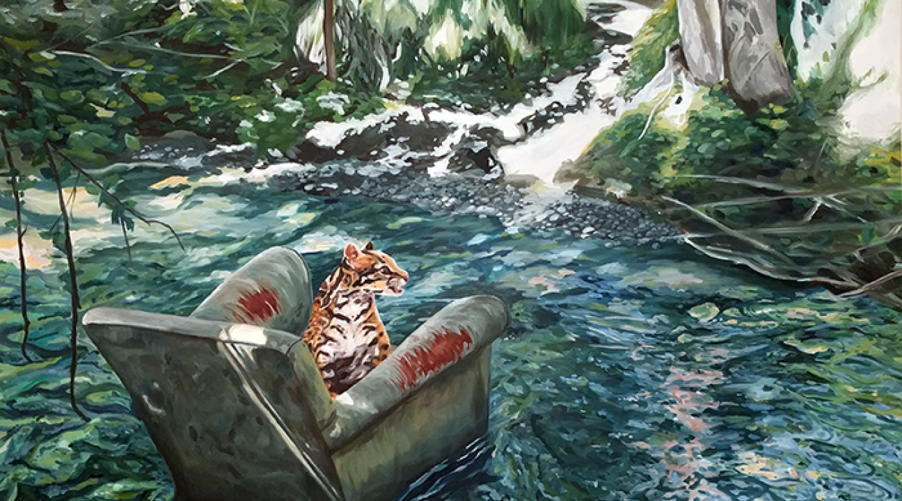 Mindy Kral, Ocelot, 2017, oil on panel