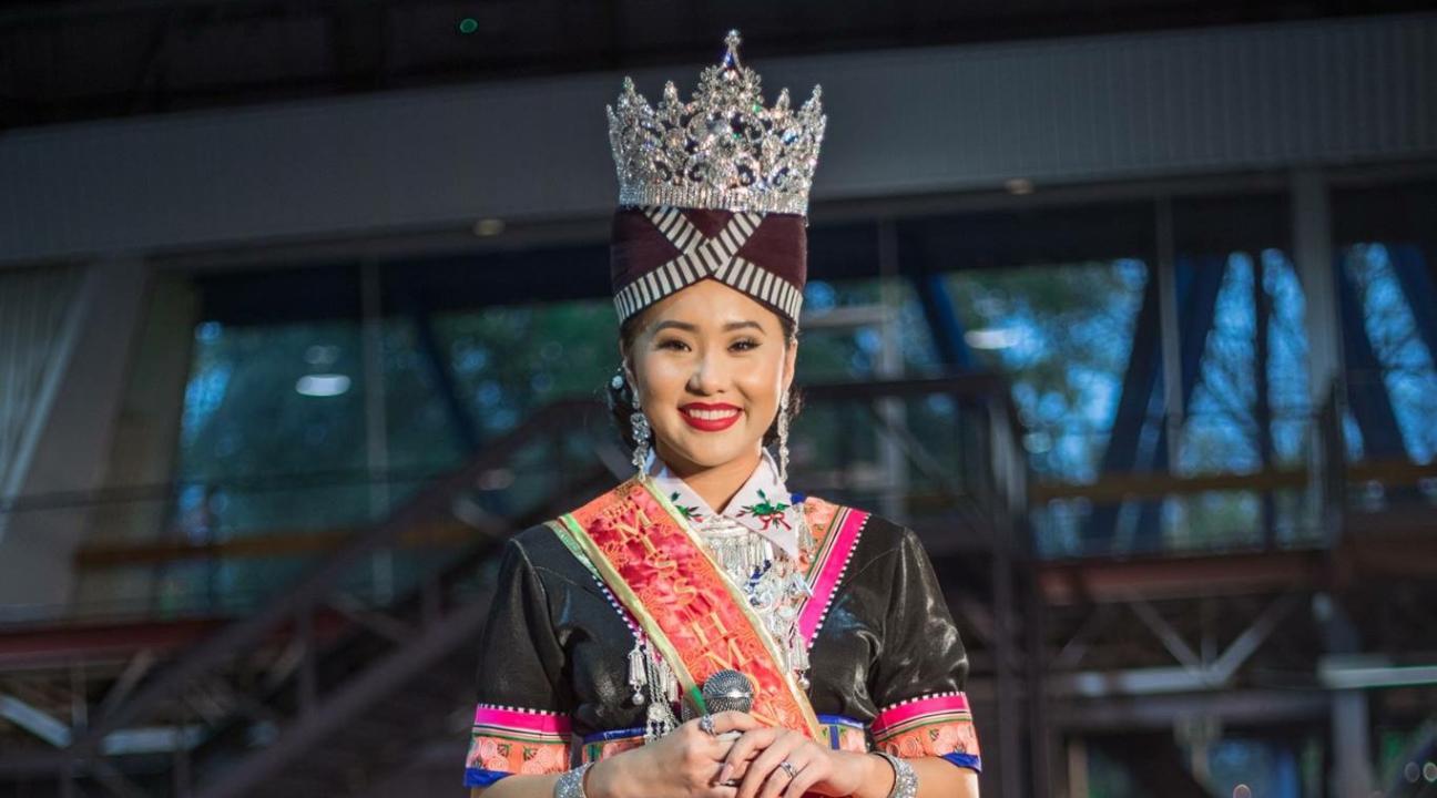 Miss Hmong California 2018, Cindy Cha with her traditional Hmong garb and crown // Photo by Beeincredible