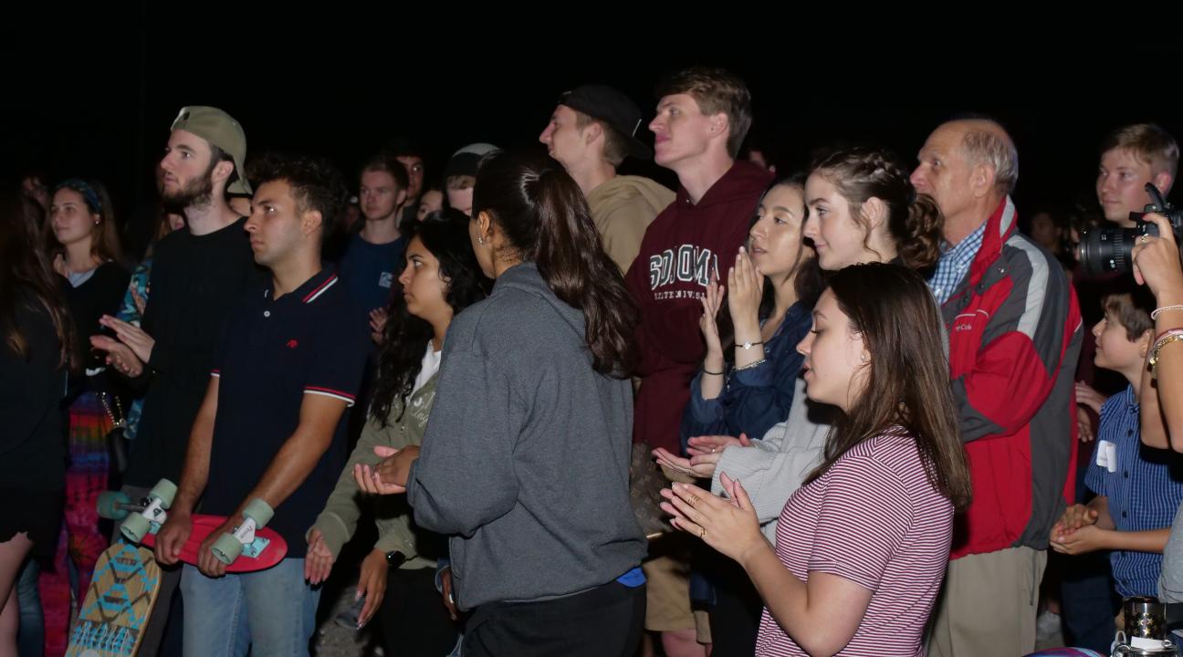 students at ribbon cutting