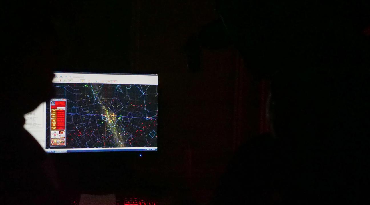 computer screen with constellations