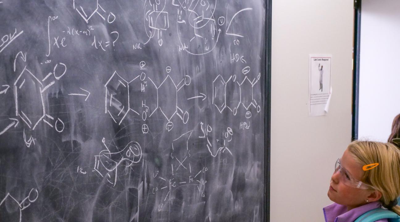 chemistry chalkboard with kids