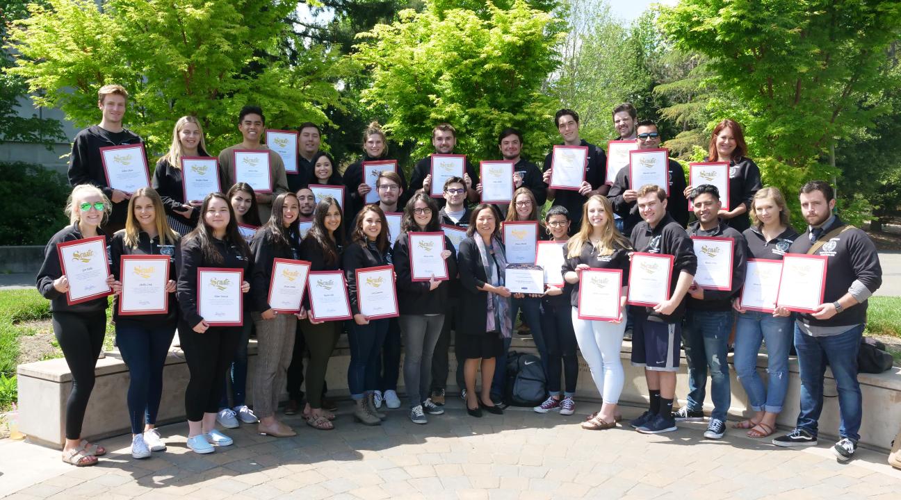 Sonoma State Model UN students with President Judy K. Sakaki