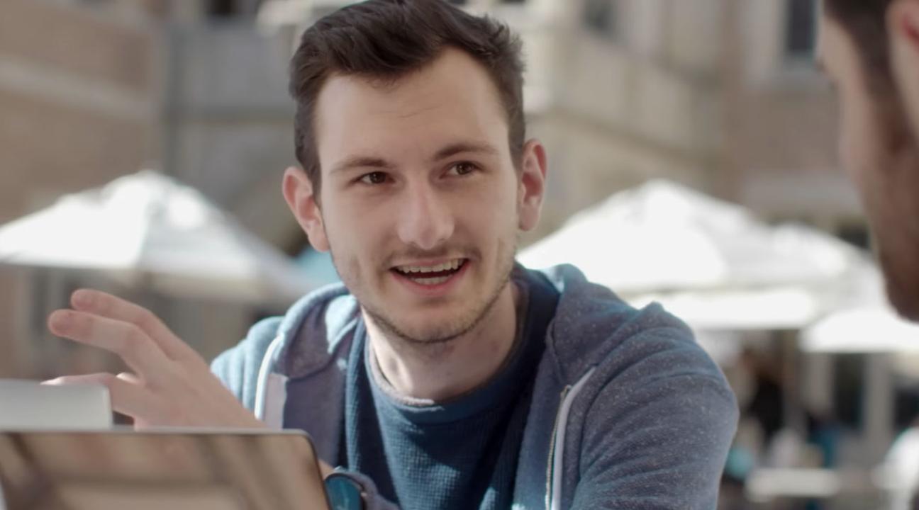 Samuel Houser explains how he uses Adobe XD in an Adobe Commercial // Photo courtesy of Adobe